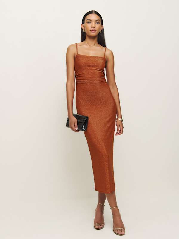 Breslin Knit Dress - Burnt Orange Sparkle